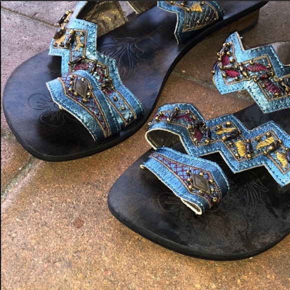 John Fashion Shoes - John Fashion beaded copper sandals